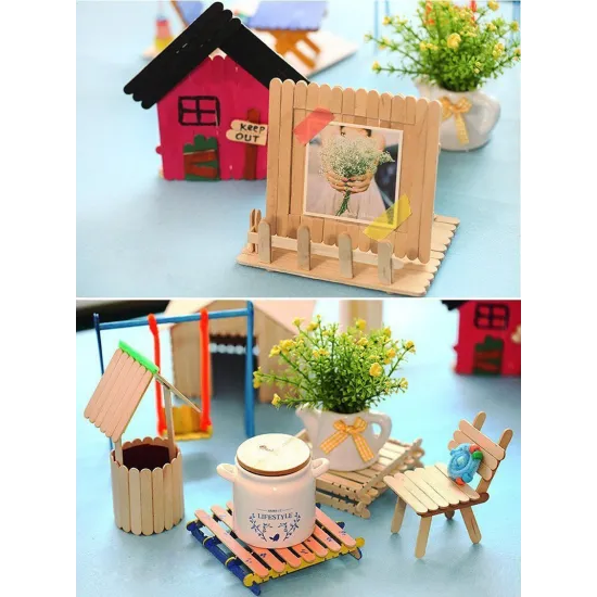 Natural Wooden Popsicle Sticks, 50Pcs/Set