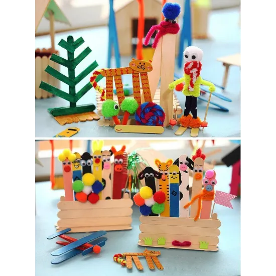 Natural Wooden Popsicle Sticks, 50Pcs/Set
