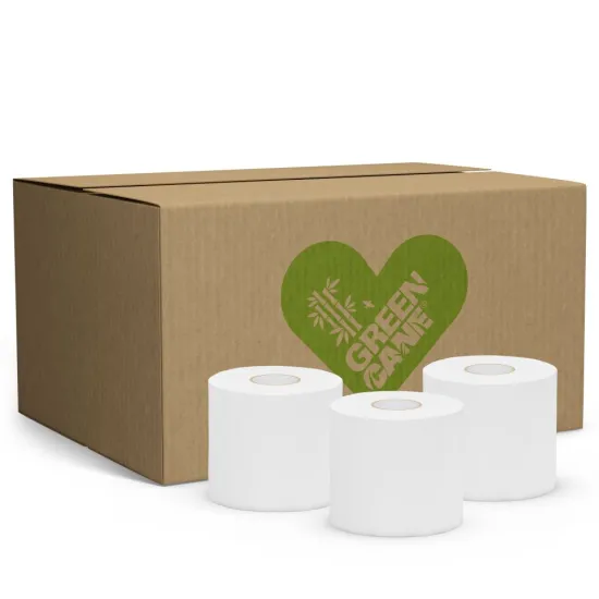 Half box of naked toilet paper, no wrapping