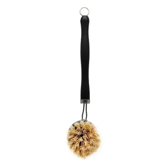 Bamboo Dish Brush, Black, with Sisal Fibre Bristles, 40mm