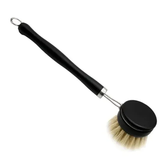 Bamboo Dish Brush, Black, with Sisal Fibre Bristles, 40mm