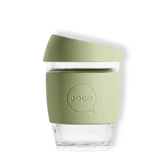 Reusable Glass Coffee Cup, 12oz