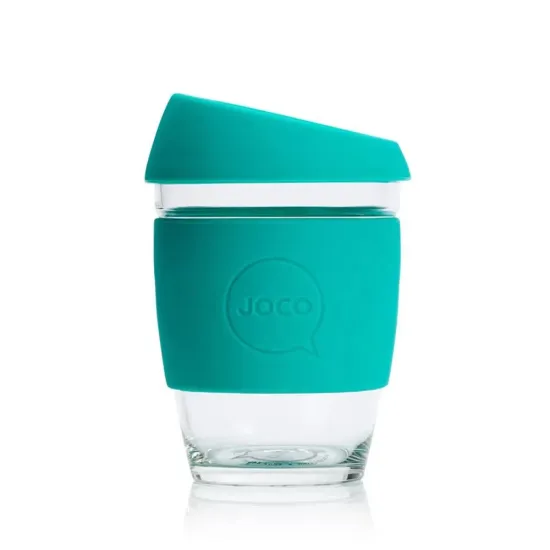 Reusable Glass Coffee Cup, 12oz
