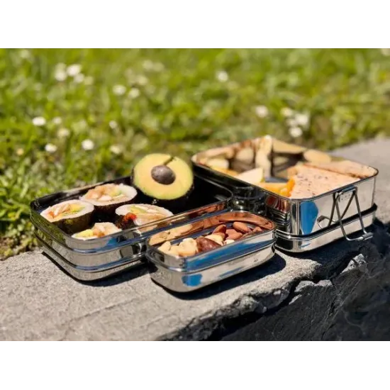 Large Twin Layer Stainless Steel Lunchbox & Snackbox