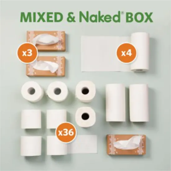 Eco-Friendly Mixed Box: Naked Toilet Paper, Towels & Tissues