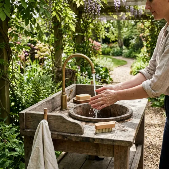Small Wooden Nail Brush with Rope - Eco-Friendly Cleaning Tool