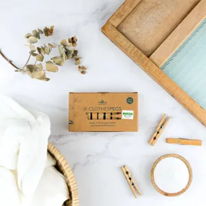 Eco-Friendly Bamboo Clothes Pegs - Pack of 20