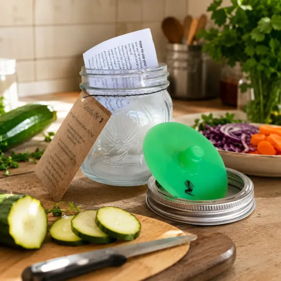 Glass Fermentation Jar Kit with Silicone Airlock Lid