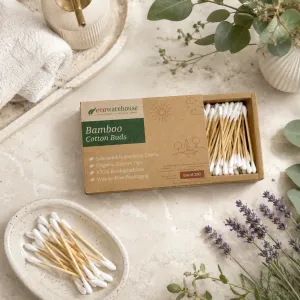Eco-Friendly Bamboo Cotton Buds - 200 Count Box