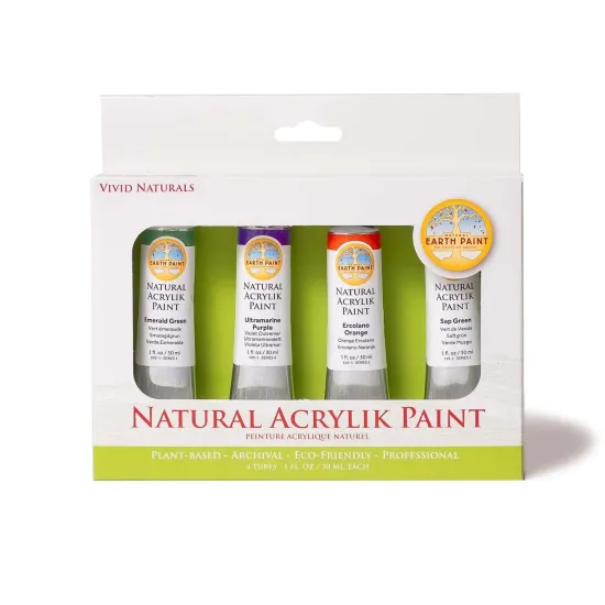 Natural Acrylik Paint 4-Colour Box Set, Plant-Based Non-Toxic