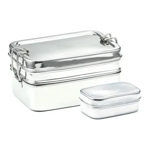 Jumbo Twin Layer rectangular Stainless Steel lunchbox + Snackbox