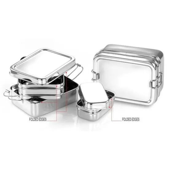 Large Twin Layer rectangular Stainless Steel lunchbox + Snackbox