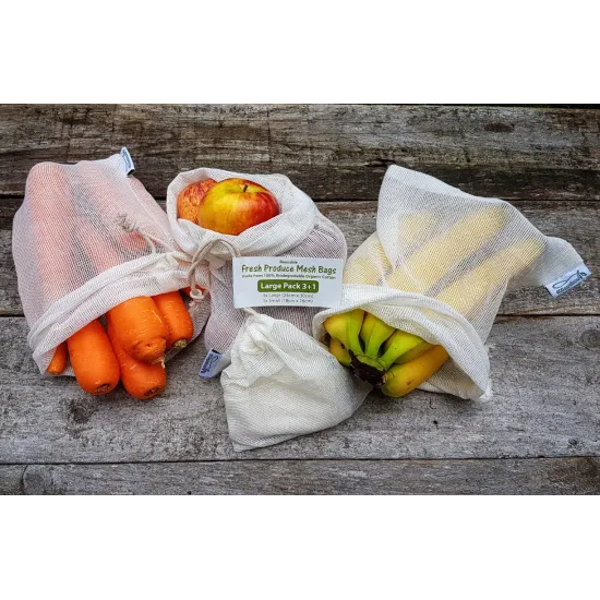 Fresh Produce Mesh Bags, Large Pack (4 bags)